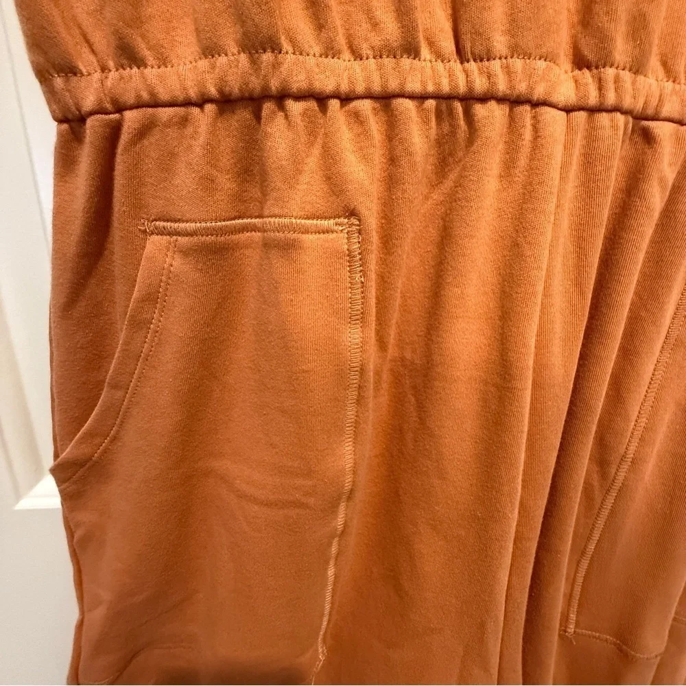 Zenana V-Neck Warm Orange-Brown Cotton Romper - Picture 5 of 7